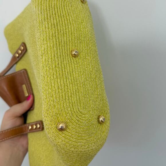 Eric Javits Squishee Raffia Woven Straw Tote Shoulder Bag Green Chartreuse - Picture 11 of 13
